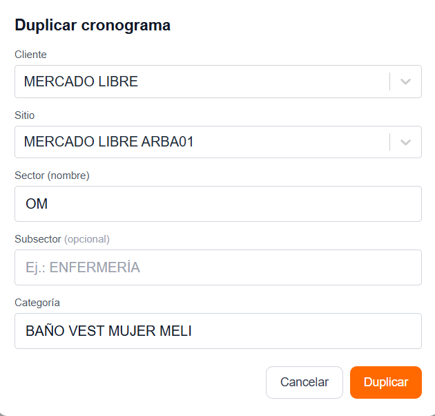 Duplicar cronograma