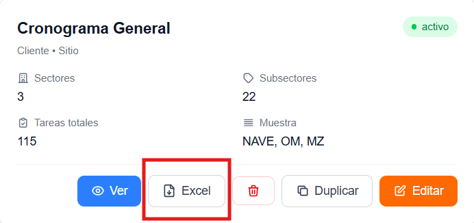 Descargar cronograma en Excel